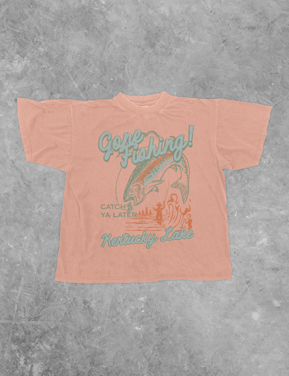 Underground Original Design: Gone Fishing!, KY Lake Boxy Cotton T-Shirt