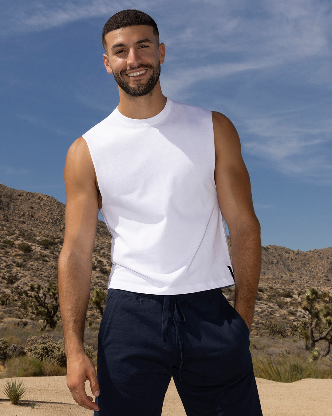 Mid Weight Cropped Sleeveless – White