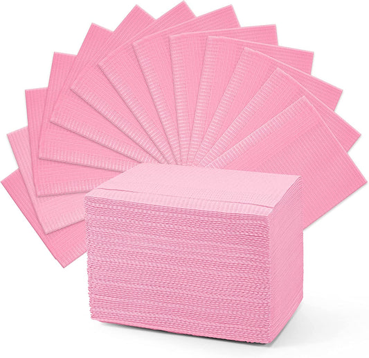 Gel-Le Disposable Poly-Back Manicure Towels, 125 pcs (Pink)