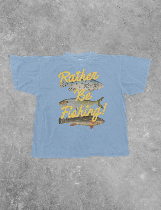 Underground Original Design: Rather Be Fishing, 3 Fish Boxy Cotton T-Shirt