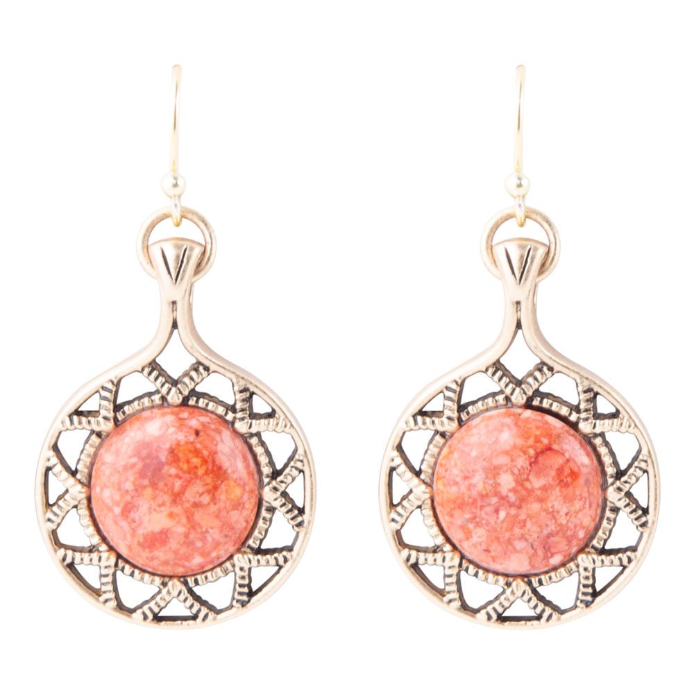 Sun Orange Sponge Coral Golden Bronze Drop Earrings