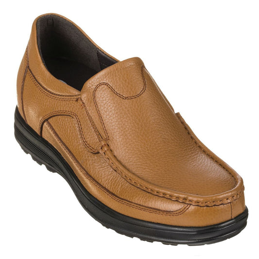CALTO G1829 3.2-Inch Taller Lightweight Boat Loafers (Tan Brown)