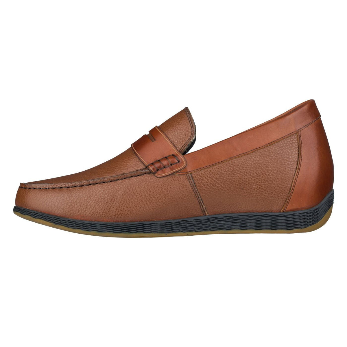 CALTO S1092 Brown Penny Loafers – 2.4 Inches Taller, Lightweight