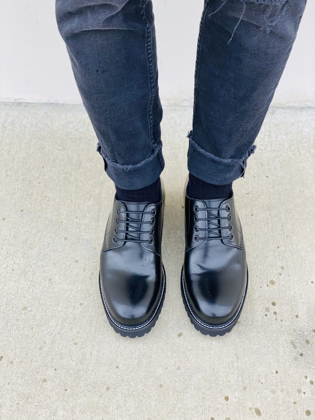 CALTO S9118 3-Inch Taller Black Leather Elevator Work Shoes