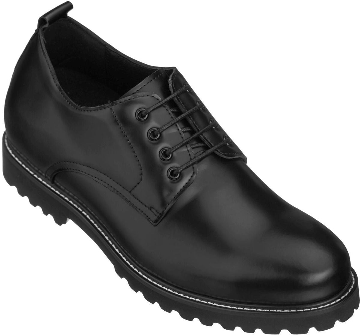 CALTO S9118 3-Inch Taller Black Leather Elevator Work Shoes
