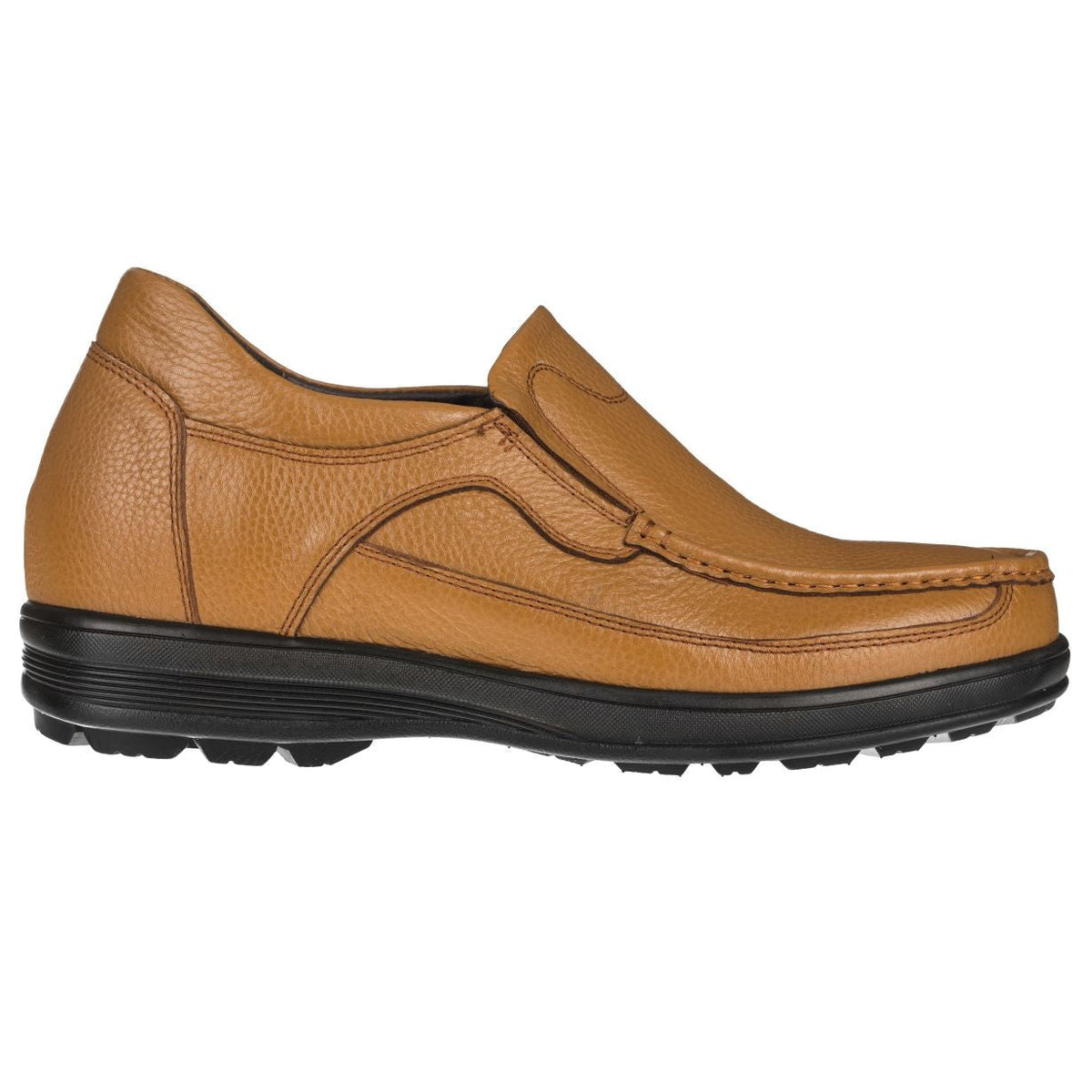 CALTO G1829 3.2-Inch Taller Lightweight Boat Loafers (Tan Brown)