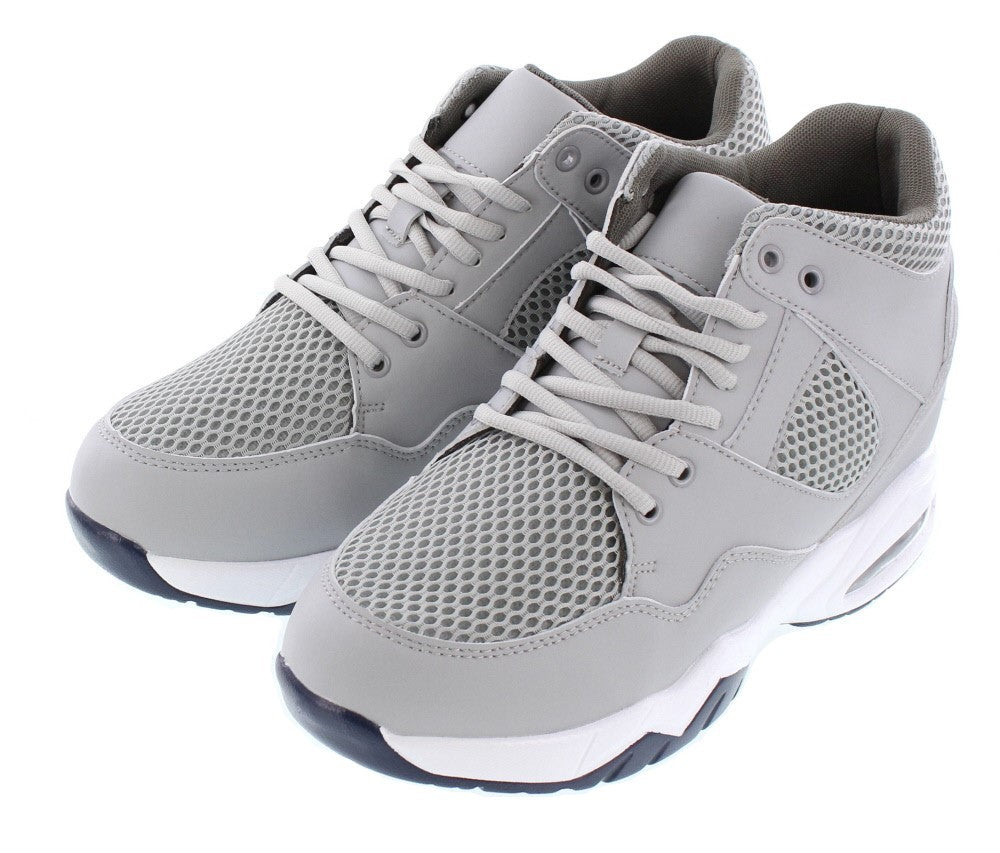 CALTO H329084 Lightweight Elevator Sneakers – 3.4 Inches Taller (Cement)