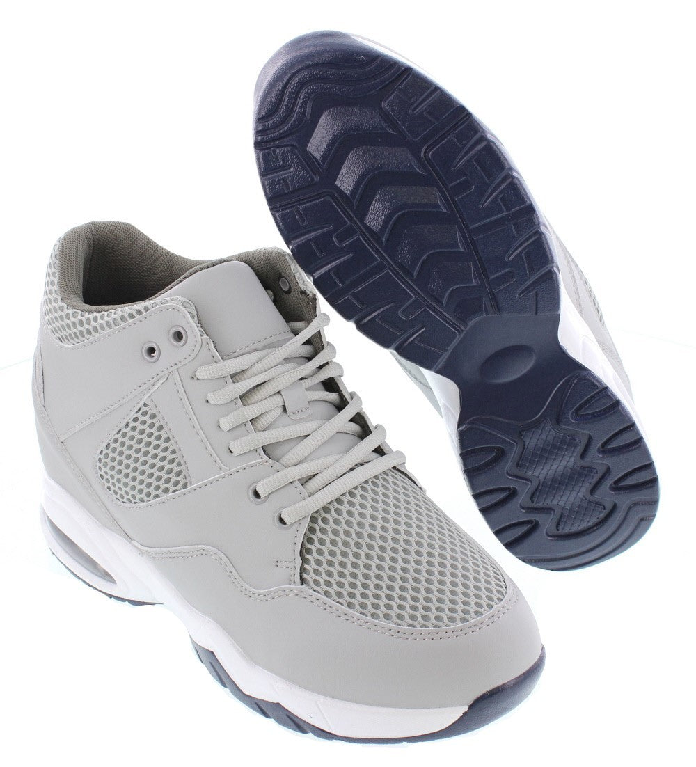 CALTO H329084 Lightweight Elevator Sneakers – 3.4 Inches Taller (Cement)