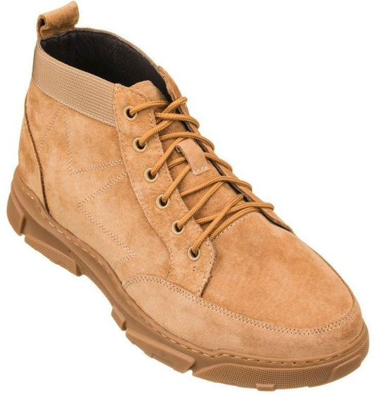 CALTO K50131 2.9-Inch Taller Combat-Style Boots (Nubuck Desert Tan)