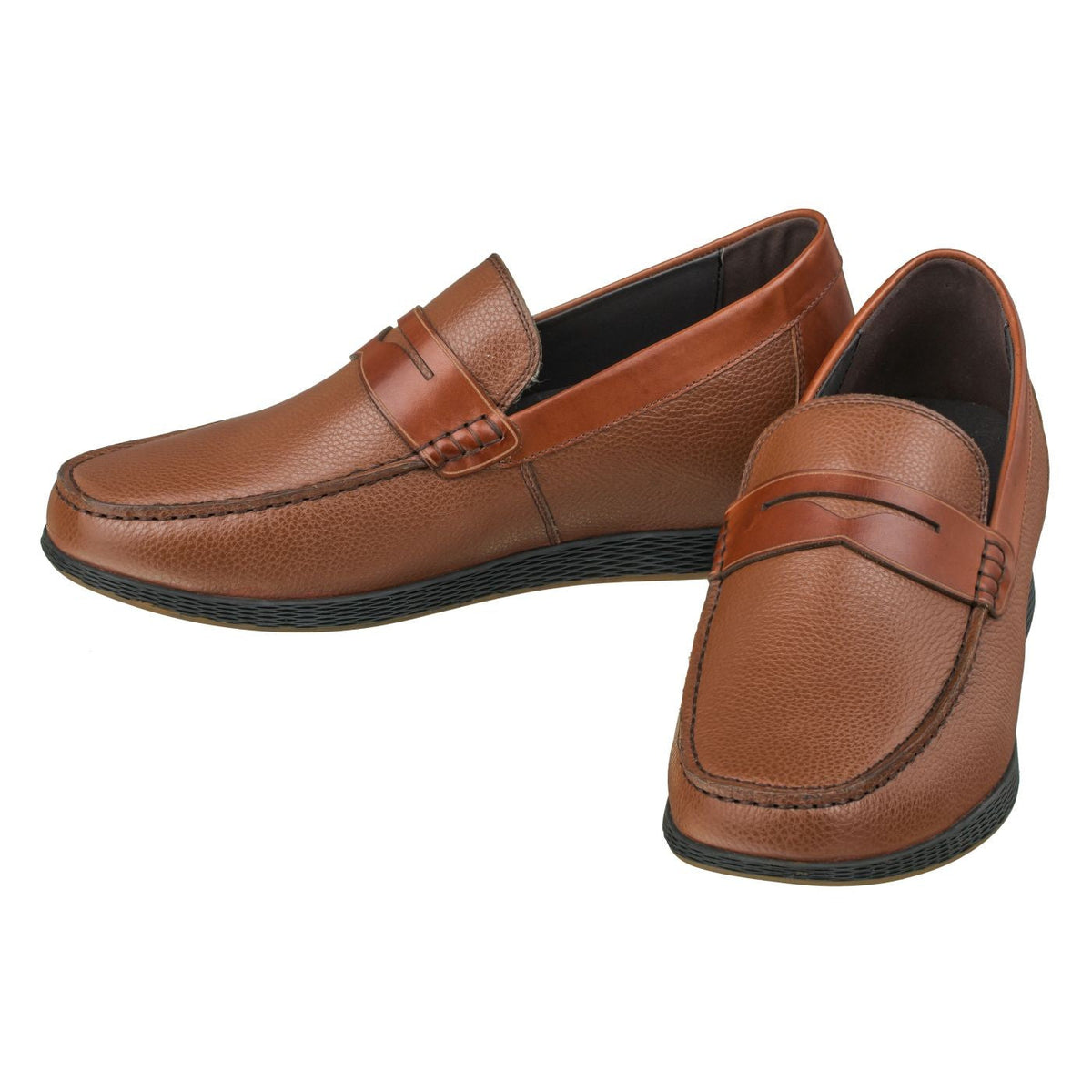 CALTO S1092 Brown Penny Loafers – 2.4 Inches Taller, Lightweight