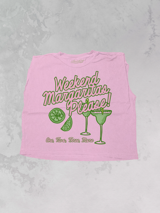 Weekend Margaritas Please! Cropped Muscle Tank